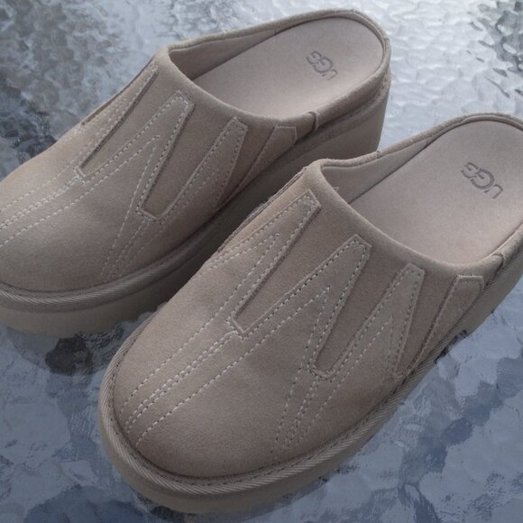 NEW no box UGG New Heights Sunwave Suede Clogs Size 7, Mustard Seed - Picture 2 of 8